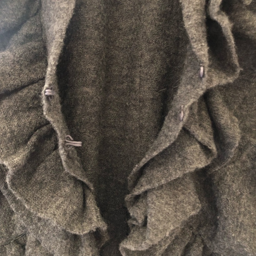 Gray Wool Ruffle Cardigan - Picture 7 of 7